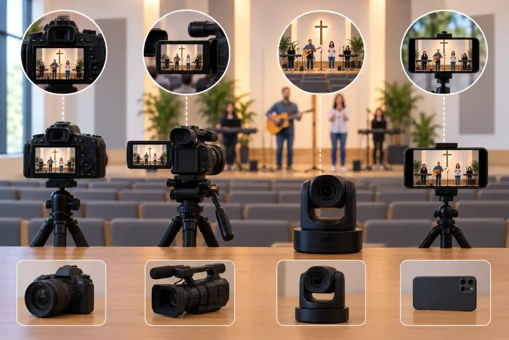 Comparison of camera options for church livestream video production