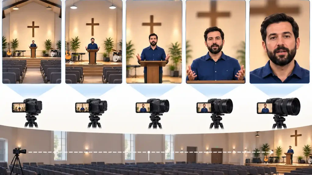 Camera distance and framing guide for church livestream shots